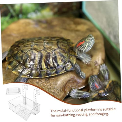TOYANDONA Turtle Basking Platform Acrylic Wall Mounted Climbing Shelf for Turtles Reptiles Aquatic Pets Easy Installation Space Saving Aquarium Decor