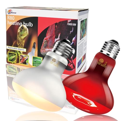 Reptile Heat Lamp Bulb 100W, 2-in-1 Infrared & UVA Sunlight Combo for Day & Night Basking – Perfect for Reptile Terrariums, Bearded Dragon, Snake, Turtle, Lizard - color: Red + White
