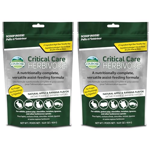 Oxbow Critical Care Herbivore Assist Feeding Formula for Rabbits & Guinea Pigs, High Fiber Timothy Hay Recovery Food, Natural Apple Banana Flavor, Vet Recommended Emergency Nutrition, 454g 2 Pack - size: 16.01 Ounce (Pack of 2)