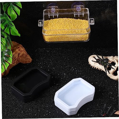 BESPORTBLE 2pcs Reptile Feeder Cup Water Dish Escape Feeding Bowl for Lizard Bearded Dragon Gecko Small Food-Grade Material Strong Suction Cup for Secure Placement