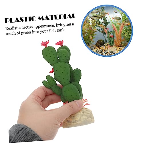 TOYANDONA Artificial Plastic Cactus Decoration for Fish Tank Low Maintenance Simulated Plant Ornament for Aquariums Reptile Terrariums Decor