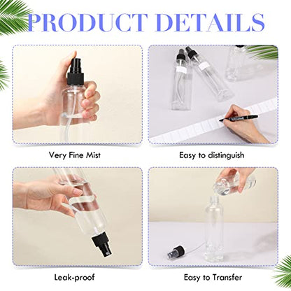Eccliy 32 Pcs 8 oz Spray Bottles Fine Mist Plastic Spray Bottles Clear Empty Sprayer Hairs Refillable Travel Sprayer with Pump Cap for Cleaning Oils Travel Perfumes(Black,Clear) - color: Black, style: Clear