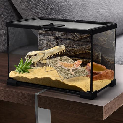 Yesland 2 Pack Bearded Dragon Hammock Reptile Tank Climbing Accessories Decor Lounger for Rest Basking Platform Metal Legs Bed Habitat for Lizard Leopard Gecko Snake Hermit Crab and Frog (Rectangle)