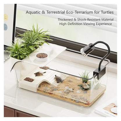 Desktop Terrapin & Crab Tank - Compact Habitat for Home & Office Small Reptile Terrarium(Small) - size: Small