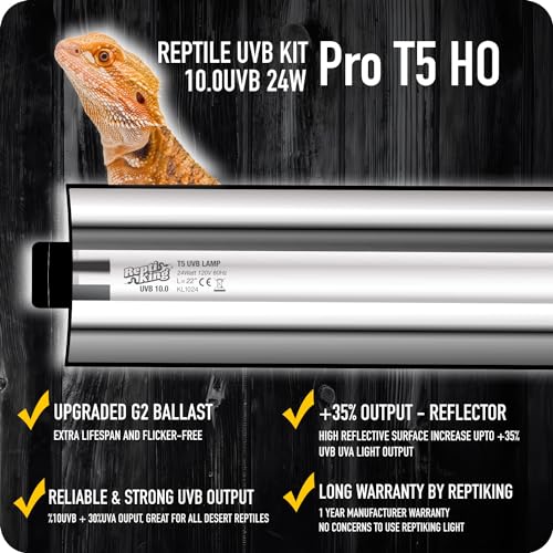 UVB Reptile Light, 24W T5 Light Fixture and 10.0 UVB Tube Kit, for Desert-Dwelling Reptiles, Bearded Dragon UVB Light - color: T5 UVB Light