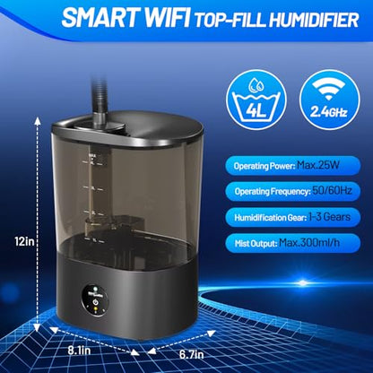 REPTI ZOO Smart WiFi Reptile Fogger with Timing, 4L Reptile Terrariums Humidifier, Fog Machine Mister for Chameleon Frog Turtle Gecko | Misting System Spray Kit for Amphibia, Plants | Linkage Control