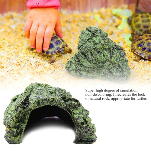 Reptile Hideout, Terrarium Decor Resin Reptile Rock Cave Turtle Basking Platform Aquarium Habitat Decoration Tank Accessories for Lizards Gecko Fish Turtles Snakes Frogs