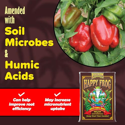 FoxFarm Happy Frog Potting Soil - Ready-to-Use Amended Container Blend with Soil Microbes, Earthworm Castings, Bat Guano, and Aged Forest Products for Indoor & Outdoor Plants - 12 Quart (Pack of 2) - size: 12 Quarts (2 Pack)