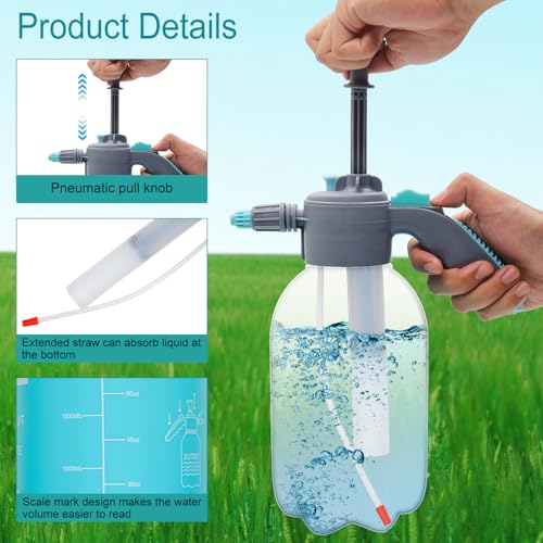 0.5 Gallon Handheld Pump Sprayer, 2L Garden Pressure Sprayer, 68oz Water Spray Bottle with Safety Valve, Adjustable Nozzle, for Watering,Plant Spraying, Home Cleaning, Fertilizing (Sky Blue) - color: Sky Blue