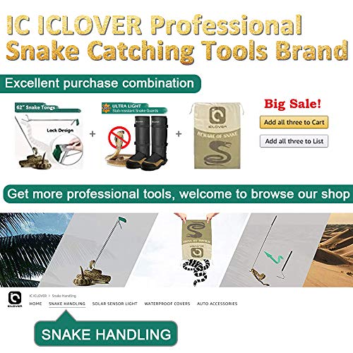 IC ICLOVER Snake Tongs, Upgrade 60 Inch Extra Long Snake Grabber Professional Heavy Duty Reptile Rattle Snake Catcher Wide Jaw Handling Tool with Lock, Non-Slip Grip Handle