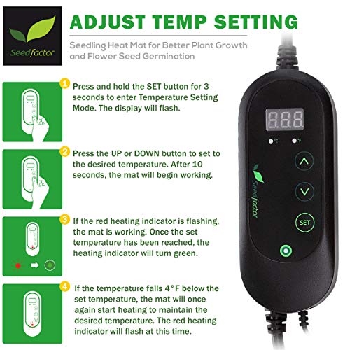 MET Certified Seedling Heat Mat with 50℉~108℉ Digital Thermostat Controller for Seed Germination (10" x 20") - size: 10" X 20" & Thermostat Controller