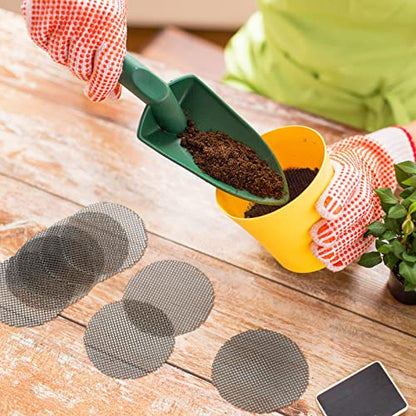 Shappy 200 Pcs Mesh for Plant Pot Drainage Screen 2 Inch 4 Inch Drainage Mesh Round Flower Pot Hole Grid Screen Cover Pad Bonsai Bottom Grid Mat Gardening Reusable Essentials for Prevent Soil Loss