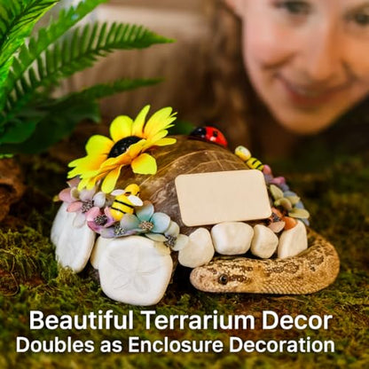 Reptile Hideouts, Handmade Handmade Reptile Home, Hide Cave for Crested Gecko, Leopard Gecko, Lizard, Snake, Crabs Hide Cave, Personalized Terrarium & Vivarium Décor（Flower） - style: Flower
