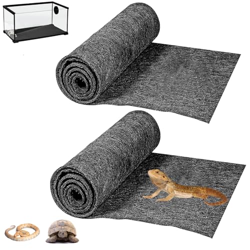 HERCOCCI 2 Pack Reptile Carpet, 39’’ x 20’’ Terrarium Bedding Substrate Liner Reptile Cage Mat Tank Accessories for Bearded Dragon Lizard Tortoise Leopard Gecko Snake (Grey) - color: Grey