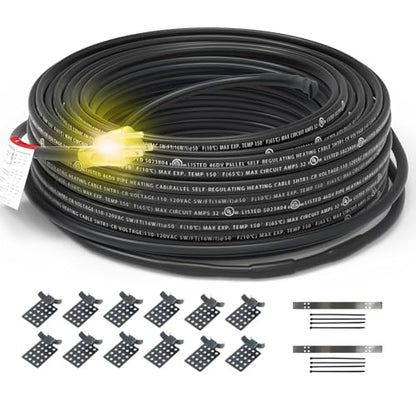 HEATIT PLSR1 24-feet 120V Industrial and commercial grade Self Regulating Heating Cable long term use design, heavy duty, Wet or Dry, Cold lead 10ft, 12YR Warranty - color: 24 Feet-10, style: 120V