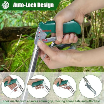 IC ICLOVER 47" Snake Tongs with 39" Snake Hook + Snake Catcher Net, Reptile Grabber Rattle Snake Catcher Wide Jaw Handling Tool,Snake Catching Net with Telescopic Pole, Adjustable Snake Capture Stick