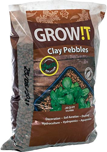 GROW!T GMC10L - 4mm-16mm Clay Pebbles, Brown, (10 Liter Bag) - Made from 100% Natural Clay, Can be used for Drainage, Decoration, Aquaponics, Hydroponics and Other Gardening Essentials - size: 10 liter
