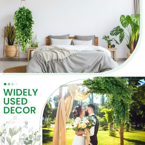 XunYee 28 Pcs Artificial Hanging Plants 32 Inch Plastic Fern Vine Fake Greenery Plant Faux Eucalyptus Vine for Wall Room Wedding Indoor Outdoor Decor, No Baskets(Boston Fern,Greenery, Eucalyptus) - style: Boston Fern,Greenery, Eucalyptus