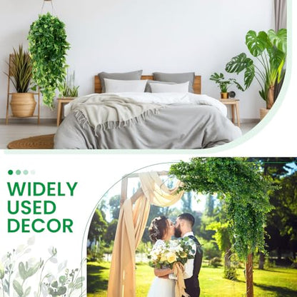 XunYee 28 Pcs Artificial Hanging Plants 32 Inch Plastic Fern Vine Fake Greenery Plant Faux Eucalyptus Vine for Wall Room Wedding Indoor Outdoor Decor, No Baskets(Boston Fern,Greenery, Eucalyptus) - style: Boston Fern,Greenery, Eucalyptus