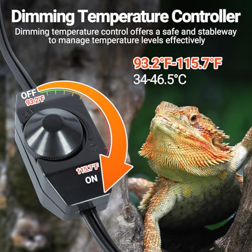 REPTI ZOO Reptile Heating Hammock, Reptile Hammock and Reptile Heating Pad with Dimming Temprature Controller 2-in-1 for Chameleon, Lizard, Gecko, Iguana