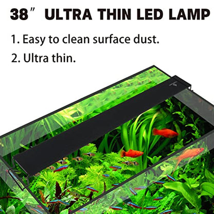 WaterRebirth Ultra-Slim Full Spectrum LED Aquarium Light with Adjustable Brackets,1250LM 30W for 36Inch to 42Inch Fish Tank Lighting Fresh Water - size: 38-44"