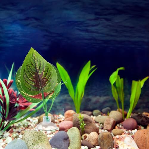 Cabilock 4pcs Reptile Box Plants Decorative Leaves for Terrarium, Plastic Landscaping Leaves with Suction Cups, Vivid Artificial Plants for Lizard, Gecko, Snake Habitat Accessories