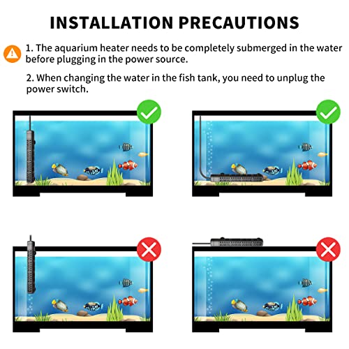 HiTauing Aquarium Heater, 50W/100W/200W/300W/500W Submersible Fish Tank Heater with Over-Temperature Protection and Automatic Power-Off When Leaving Water for Saltwater and Freshwater - size: 500W