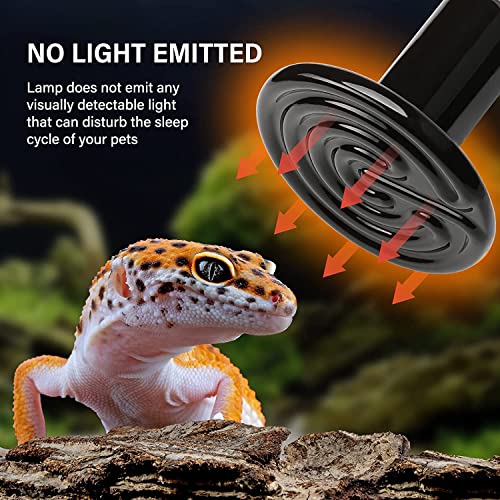 HealSmart Reptile Heat Lamp 100W 2-Pack Ceramic Heat Emitter, No Light Emitting Heat Bulbs for Amphibian Pet Brooder Coop Incubating Chicken, Lizard Bearded Dragon Turtle Snake Terrarium Black - size: 100W, style: 2 Pack