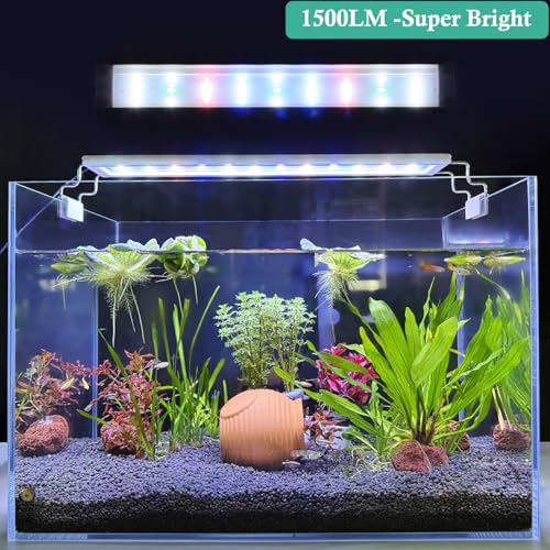 HITOP Full Spectrum LED Aquarium Light – 12” 16” 24” 32” Classic Fish Tank Light with RGB LEDs, with Timer and Stable Extendable Brackets (12-20in) - size: 12-20in
