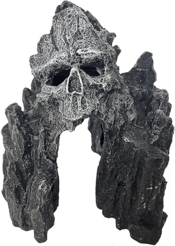 Aquarium Decoration Skull Mountain Resin Cave Decor for Fish Tank Habitat and Enhancing Reptile Landscape Decor
