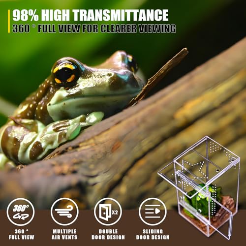 3x3x6 Reptile Tank 0.25 Gallon – Acrylic Reptile Enclosure Terrarium for Crested Gecko, Lizards, Spiders & Snakes – Clear Lizard Habitat Terrarium - size: 3"3"6"