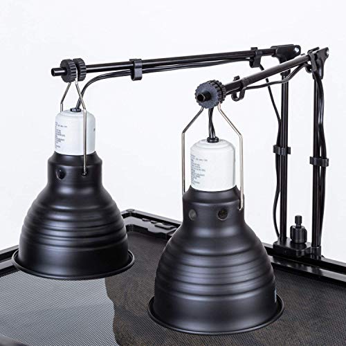 REPTI ZOO Reptile Dual Lamp Stand and Reptile Terrarium Thermometer Hygrometer