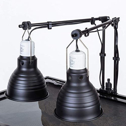 REPTI ZOO Reptile Dual Lamp Stand and Reptile Terrarium Thermometer Hygrometer