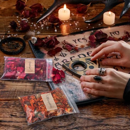 HNSHAG 30pcs Witchcraft Supplies Herbs Witch Stuff Spell Kit,Bulk Dried Herb Flowers for Wiccan Rituals,Pagan,Natural Healing Herbal with Spoon,Bell,Witch Gift Starter Set Altar Supplies Decor - size: 30pack