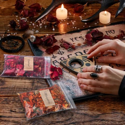 HNSHAG 30pcs Witchcraft Supplies Herbs Witch Stuff Spell Kit,Bulk Dried Herb Flowers for Wiccan Rituals,Pagan,Natural Healing Herbal with Spoon,Bell,Witch Gift Starter Set Altar Supplies Decor - size: 30pack