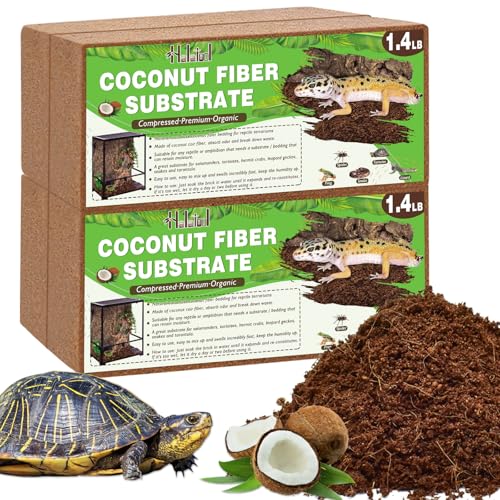 Halatool 4 Pack Compressed Coconut Fiber Substrate for Reptile, 100% Organic Premium Coconut Husk Substrate Terrarium Bedding for Tortoises Beard Dragon Leopard Gecko Snake Tarantula Worm Bins - color: 4 pack
