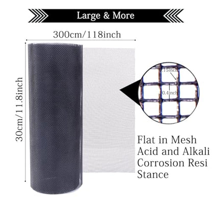 Wire Mesh Roll 20 Mesh 304 Stainless Steel Woven Wire Screen Mesh Never Rust，Pest Rat Mesh for Preventing Rats Squirrel and Mouse Access 11.8 in X 9.84 Ft TXZWJZ (Black) - color: Black
