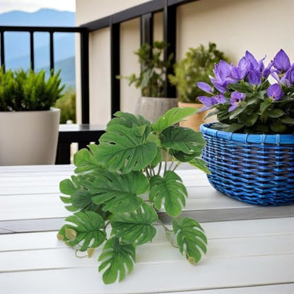 POPETPOP Artificial Hanging Plant for Reptile Terrarium Decor 10.62In Lifelike Leaf Pendant with Suction Cups for Gecko Lizard Amphibian Habitat and Hideout