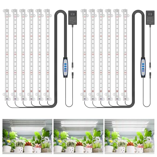 Wiaxulay Grow Light, 360 LEDs Full Spectrum Plant Light for Indoor Plants, 6 Bars/16 in Grow Light Strip with Auto Timer 6/12/16 Hrs, 3 Switch Modes, 5 Dimmable Levels for Green House Hydroponics - color: 16in-6 Bars, size: 2 Pack