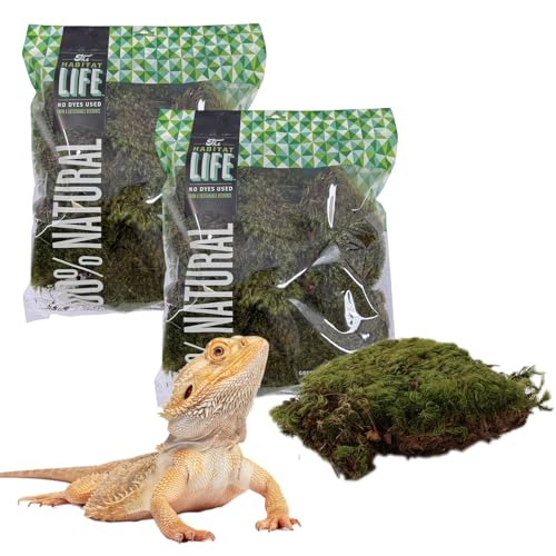 The Habitat Life - Natural Mood Moss - for Reptiles, Amphibians & Invertebrates Terrariums - Moisture-Retaining - Humidity Control - Soft Bedding - Dye-Free & Safe - Medium - 2 Pack - size: Medium (2-Pack), style: Mood Moss