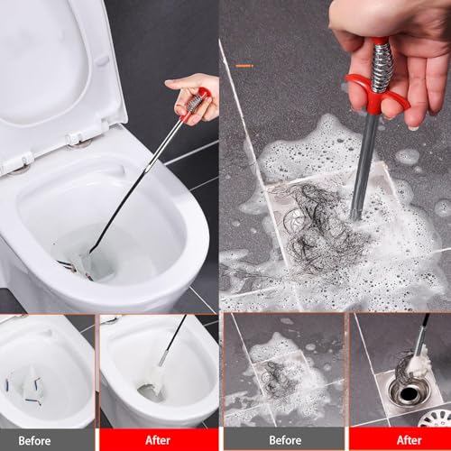 Sewer Cleaning Hook & No Need for Chemicals,Portrayi Sewer Cleaning Hook,Sewer Cleaning Hook Drain Clog Remover,Toilet Snake Clog Remover,Flexible Grabber Claw Long Drain Snake (23.6in) - color: 23.6in