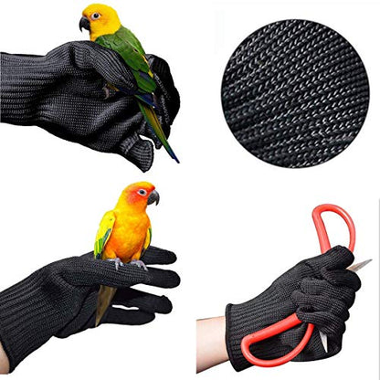 alfyng Bird Training Anti-Bite Gloves, Small Animal Handling Gloves, Chewing Protective Gloves for Small Animal Pet Squirrels Hamster Parrotlets Cockatiels Finch Macaw (1 Pair) - color: Black