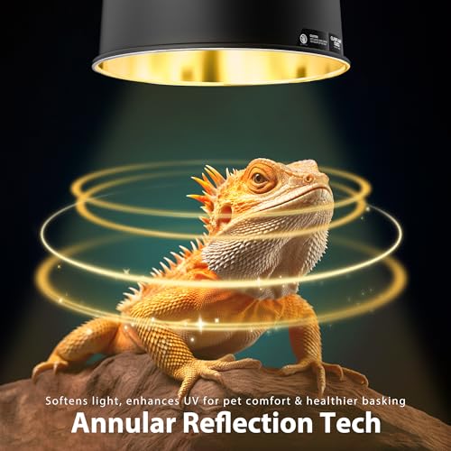 Reptile Light Fixture with Dimming Thermostat, 5.5 Inch Deep Dome Lamp Fixture with Temperature Controller for Bearded Dragon, Turtle, Snake and Lizard Tanks, Max 100W - size: 5.5 inch deep