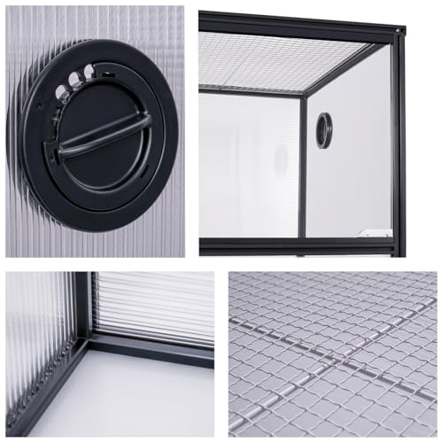 83 Gallon Bearded Dragon Tank 48x20x20in, Insulated Reptile Enclosure with Hollow Sunlight Panels, Aluminum Frame, Locking Sliding Glass Doors & Mesh Screen Top