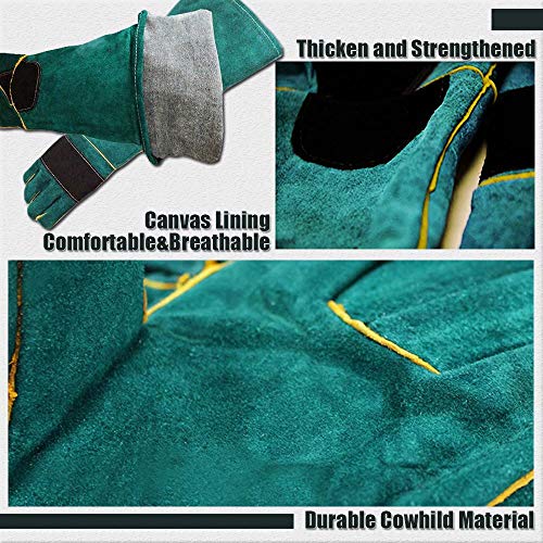 YBB Animal Handling Anti-bite/Scratch Gloves for Dog Cat Bird Parrot Pet (Green) - color: Dark Green