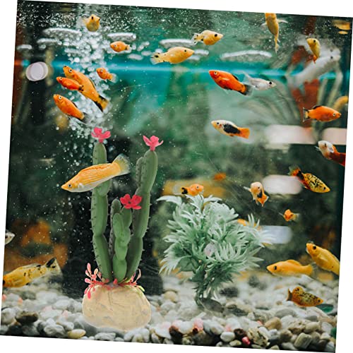 HEMOTON Aquarium Fish Tank Decor Realistic Artificial Cactus Plant Ornament for Reptile Terrarium and Home Decoration Plastic Craft Easy to Clean No Maintenance Required