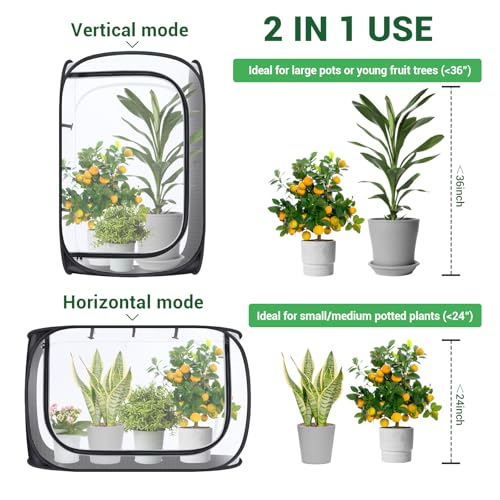 Ohuhu 36'' Garden Mesh Plant Cover, 2 Pack Pop Up Plant Protector Strawberry Cover Garden Net Cage Wind Protection for Plants Outdoor with Storage Bag 24 x 24 x 36 Inches