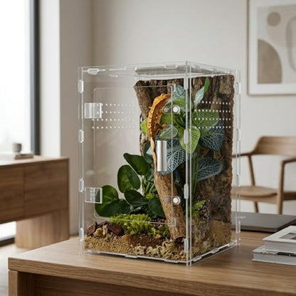 8x8x12 Reptile Tank – Acrylic Reptile Enclosure Terrarium for Crested Gecko, Lizards, Spiders & Snakes – Clear Lizard Habitat Terrarium - size: 8"8"12"