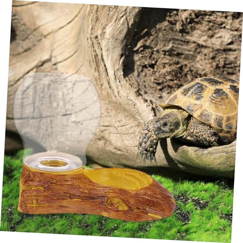 BESPORTBLE Automatic Crawler Waterer Resin and Pet Watering Station Water Dish for Reptile Tank Turtle Tank Accessories