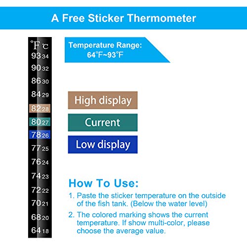 DaToo Mini Aquarium Heater 50W Small Fish Tank Heater 50 Watt with Free Thermometer Sticker - size: 50W